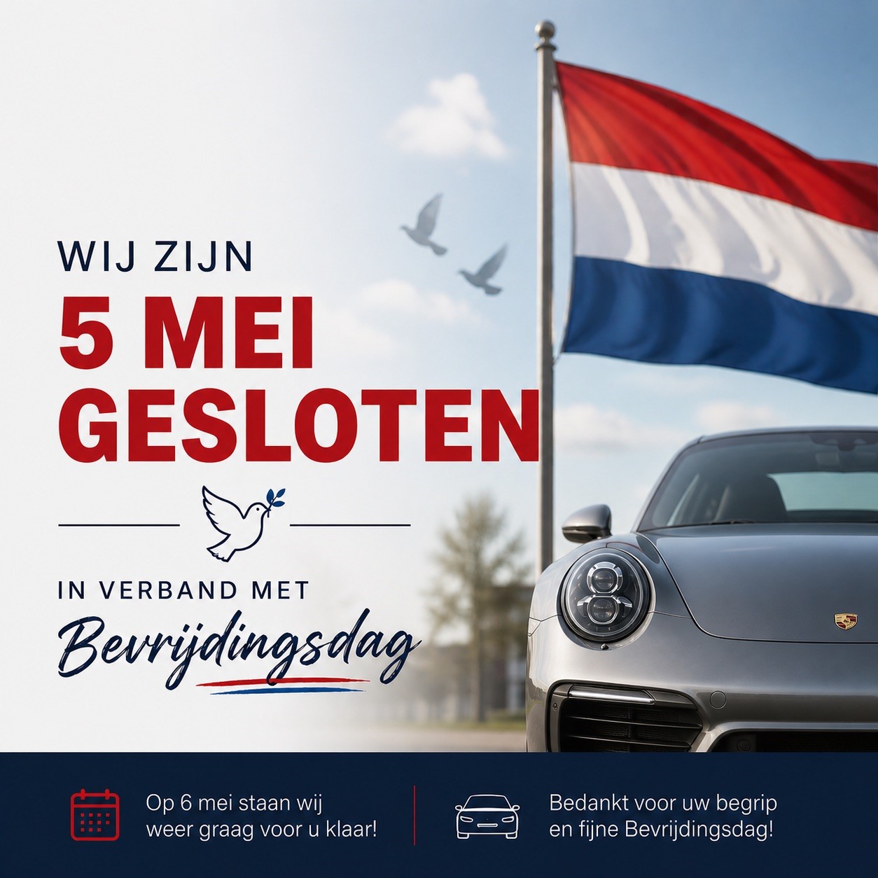 Dinsdag 5 mei gesloten